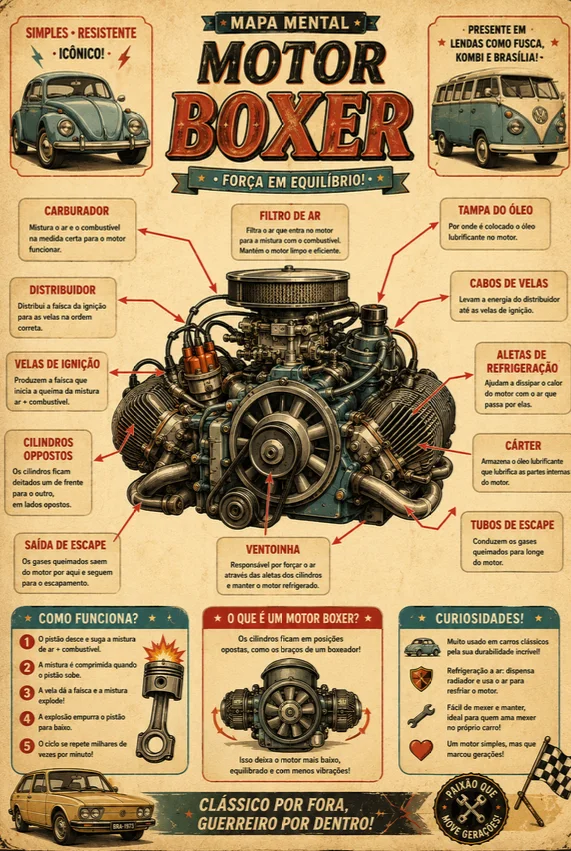 Mapa mental Motor Boxer do bônus Trunfo Clássicos do Brasil